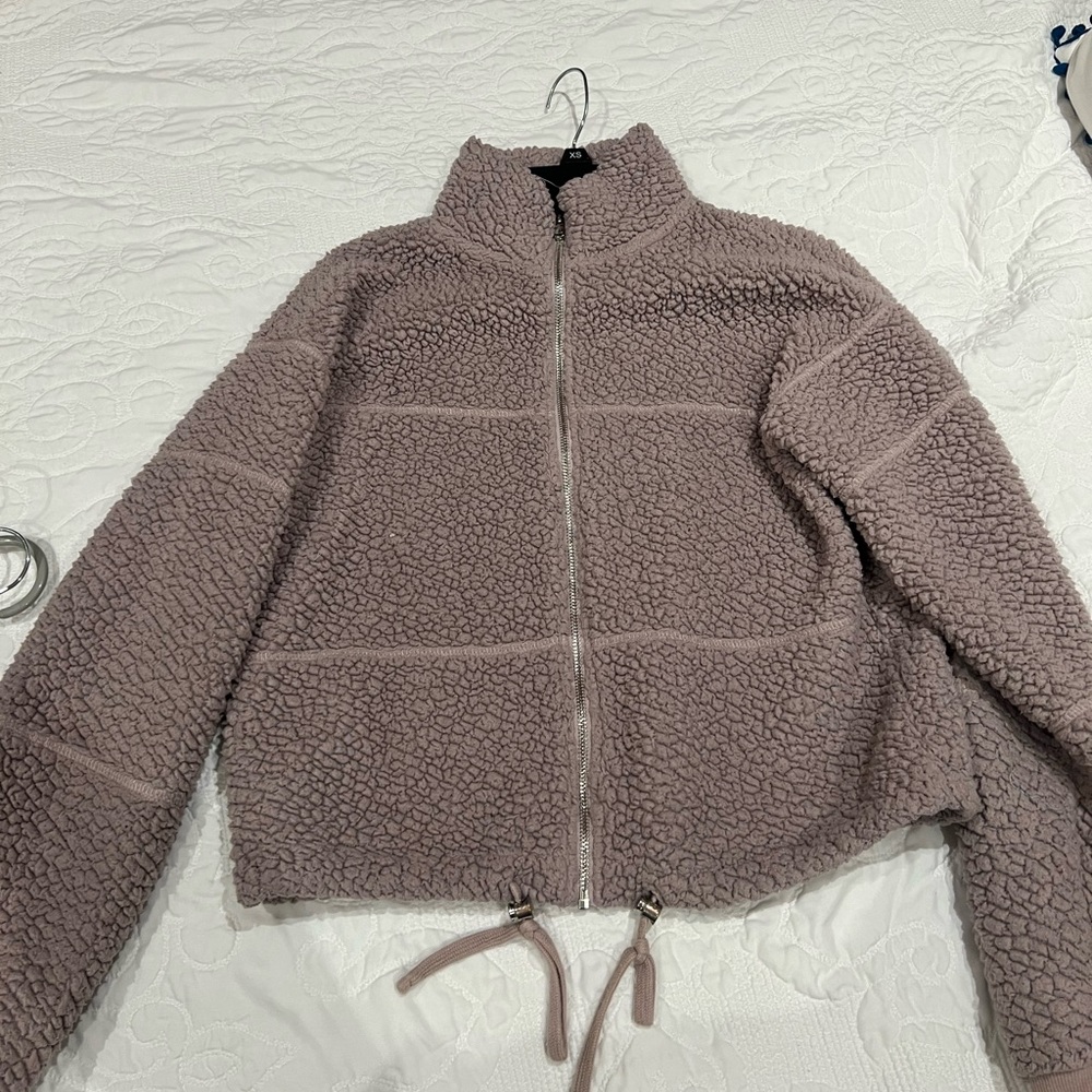 MAUVE COTTON ON FLEECE ZIP UP TEDDY JACKET